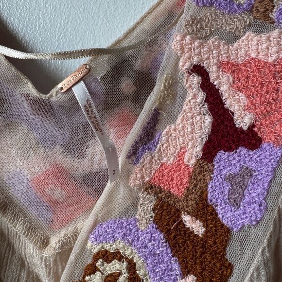 Free People Santoshi Beige Embroidered Blouse - Picture 6 of 7